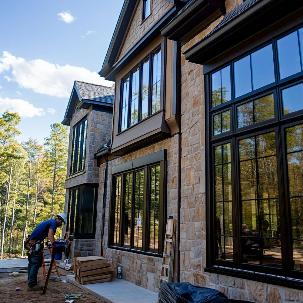 Worker Installing Luxury European Windows