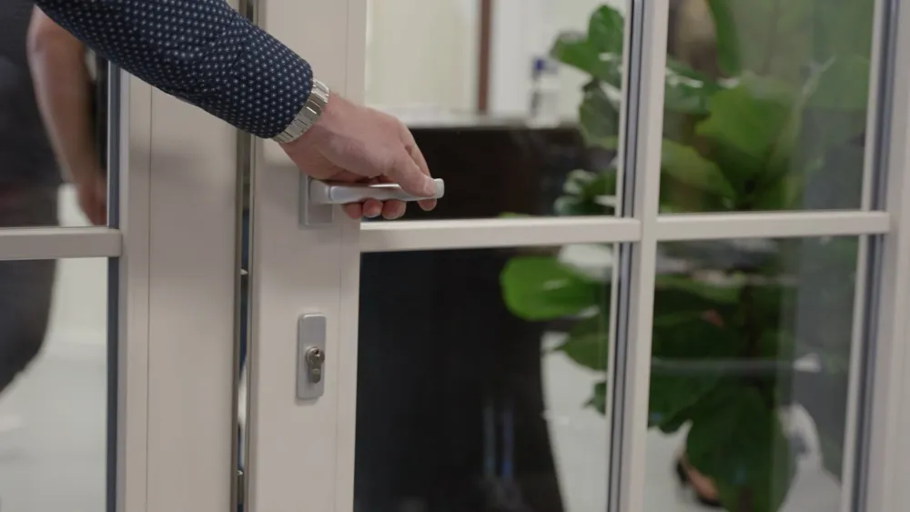 Opening a patio door Opening a patio door